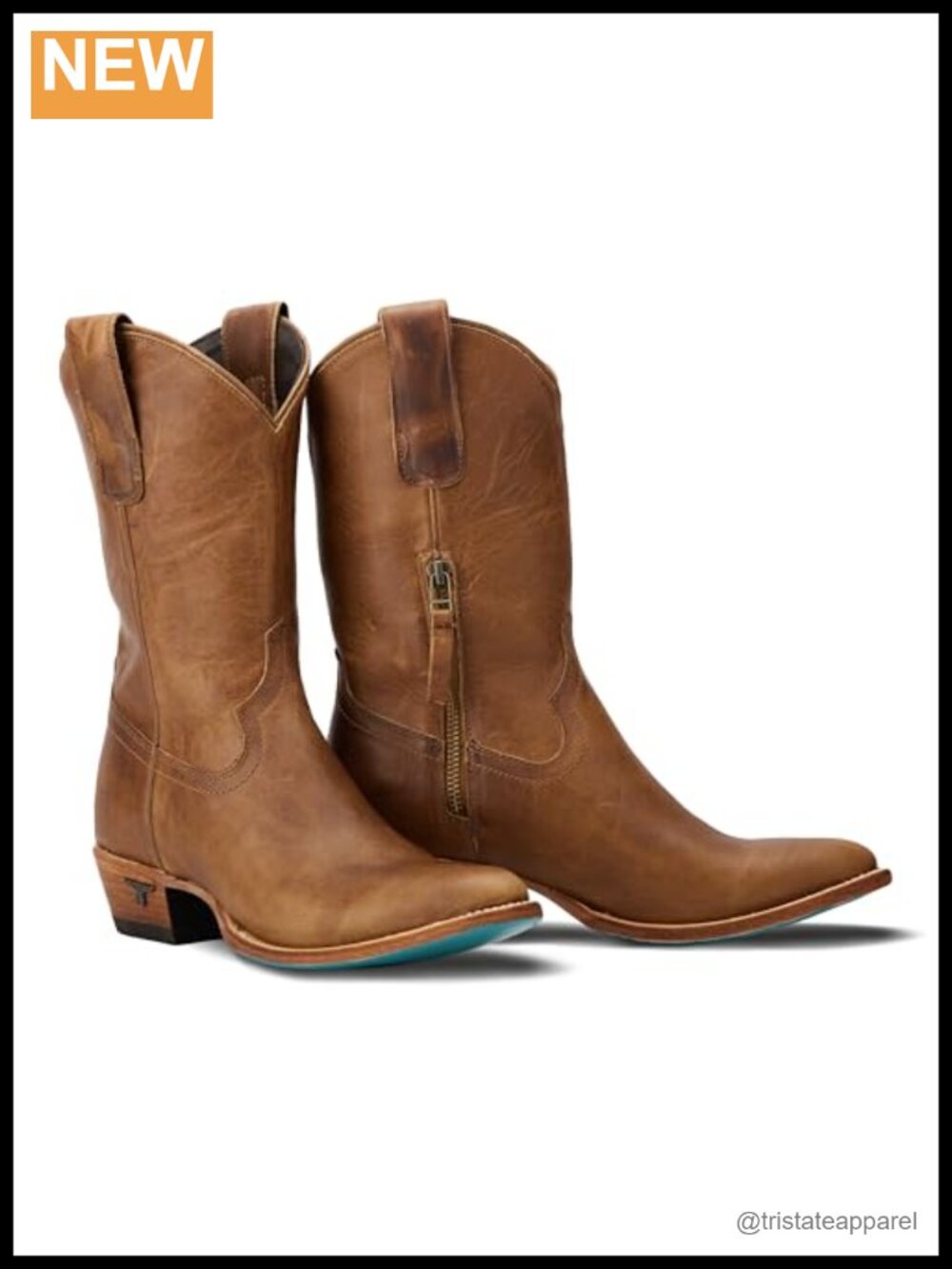 Plain Jane Midi Leather Boots Block Heel Pull-On